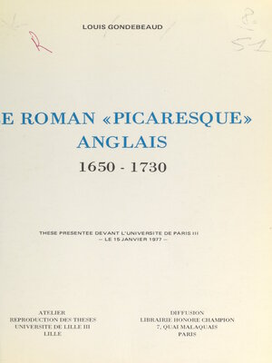 cover image of Le roman « picaresque » anglais 1650-1730